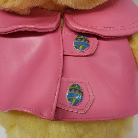 Main Joy Limited 16" Yellow Easter Duck Pink Raincoat Hat Vintage Plush - Picture 4 of 5